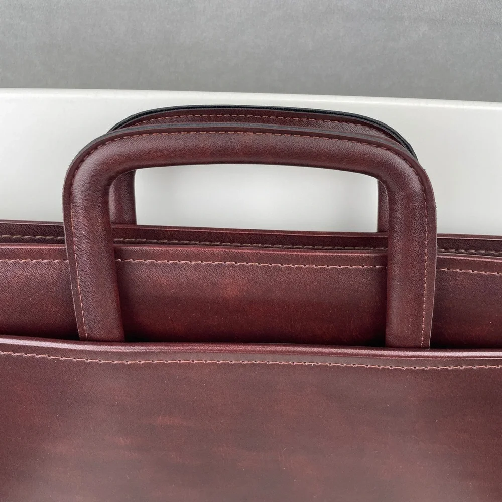 Vintage Cashe Braxton Corp Burgundy Portfolio Briefcase Retractable Handles Zip‎